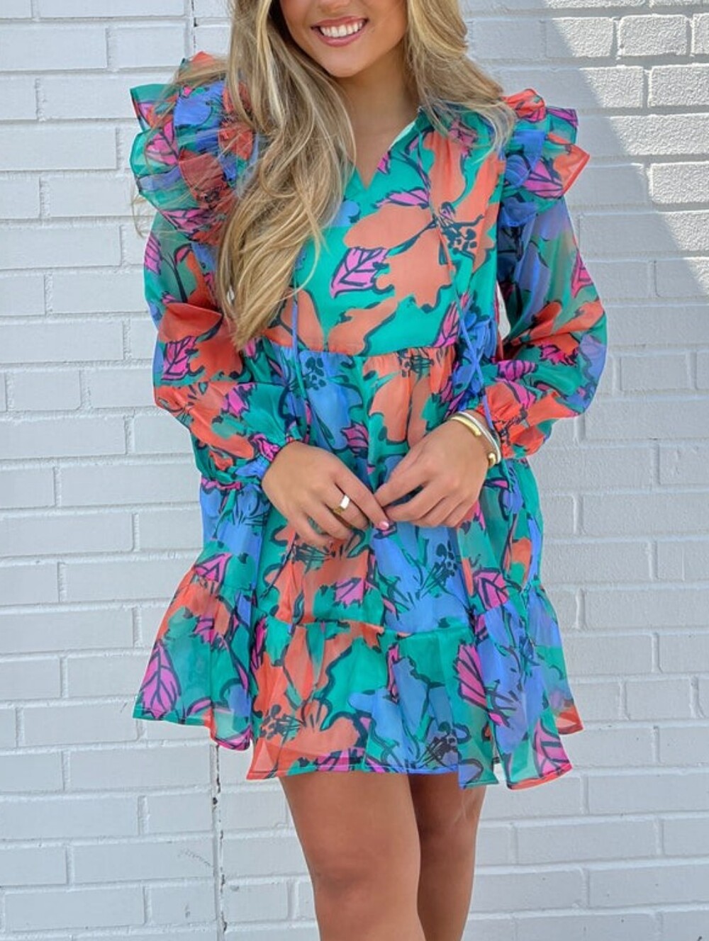 LN Peach Love Floral Ruffle Tiered Dress✨️ - Picture 3 of 4